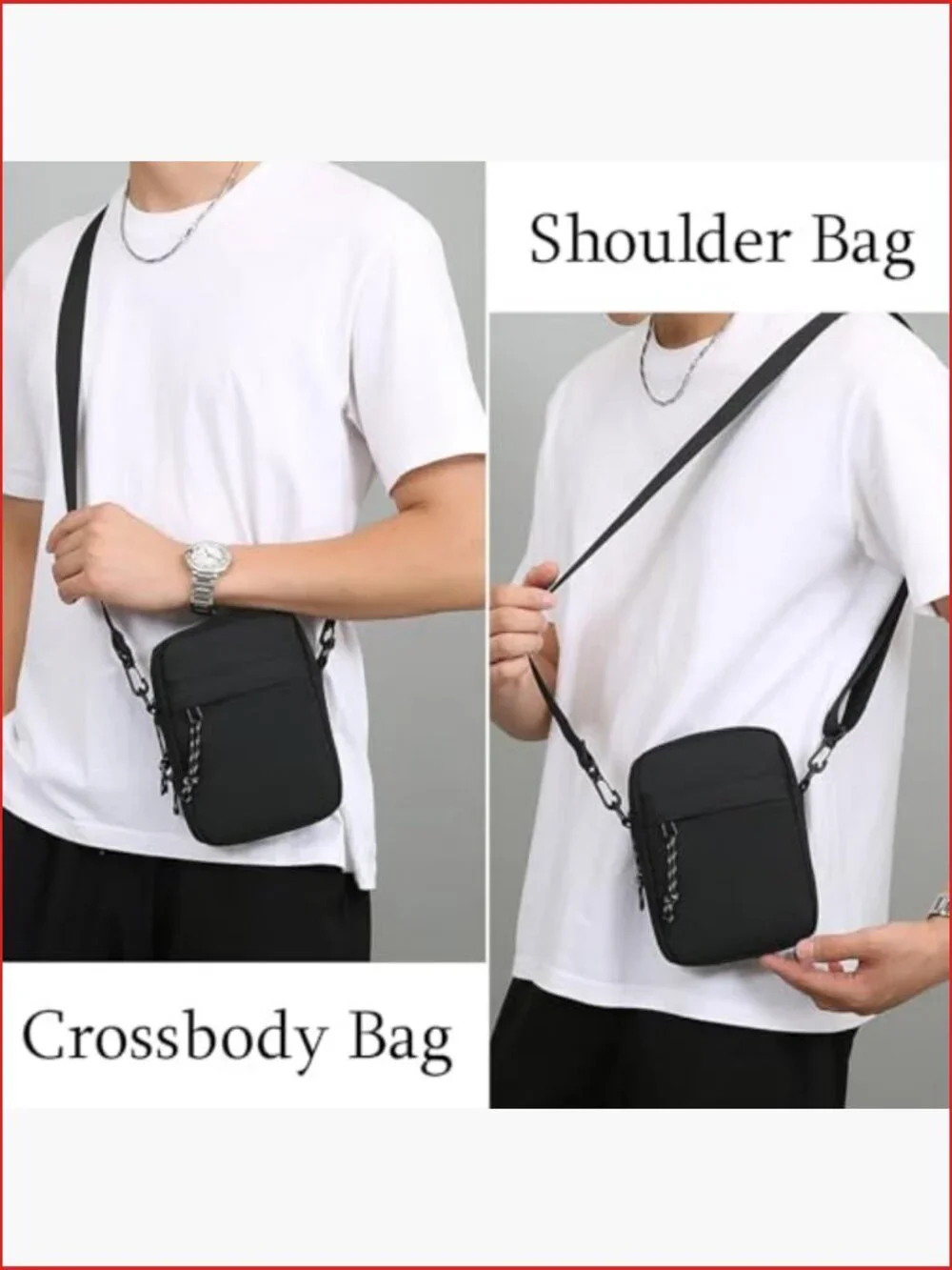 Small Messenger Bag Crossbody Shoulder Purse Nylon Oxford Adjustable Strap Men